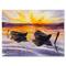 Designart - Sunset and Two Small Boats Parking On The Shore - Lake House Canvas Wall Art Print
